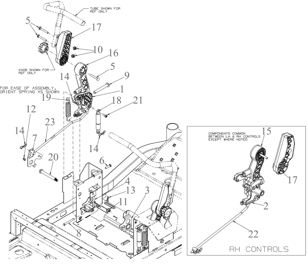 Operator Control Diagram and Parts List for ZT1-54KH (17CM010)(2022) Cub Cadet Lawn Tractor